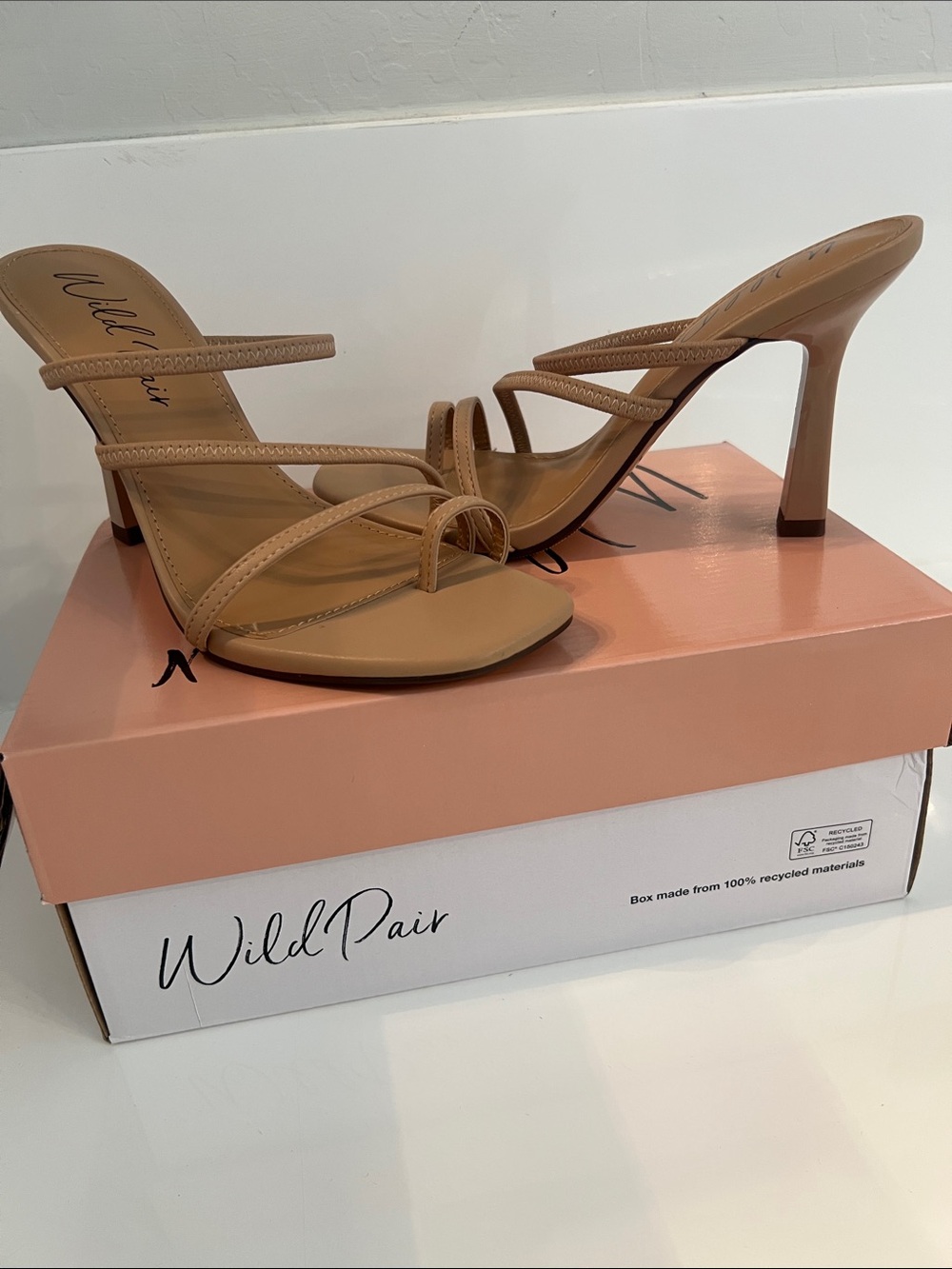 Wild Pair Women's Strappy Heeled Sandal in Nude Tan